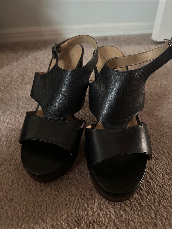 Naturalizer Shoes - Naturalizer Black Leather Maddie Platform Slingback Sandals